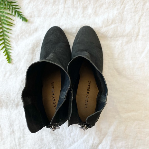 Lucky Brand Ravynn Ankle Boot Black Leather Block Heel - Picture 9 of 12